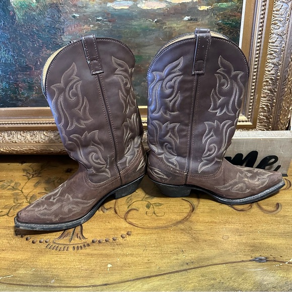 Laredo Women's Western Leather Cowboy Boots Brown Size 10 M Beautiful Pattern - Picture 4 of 16